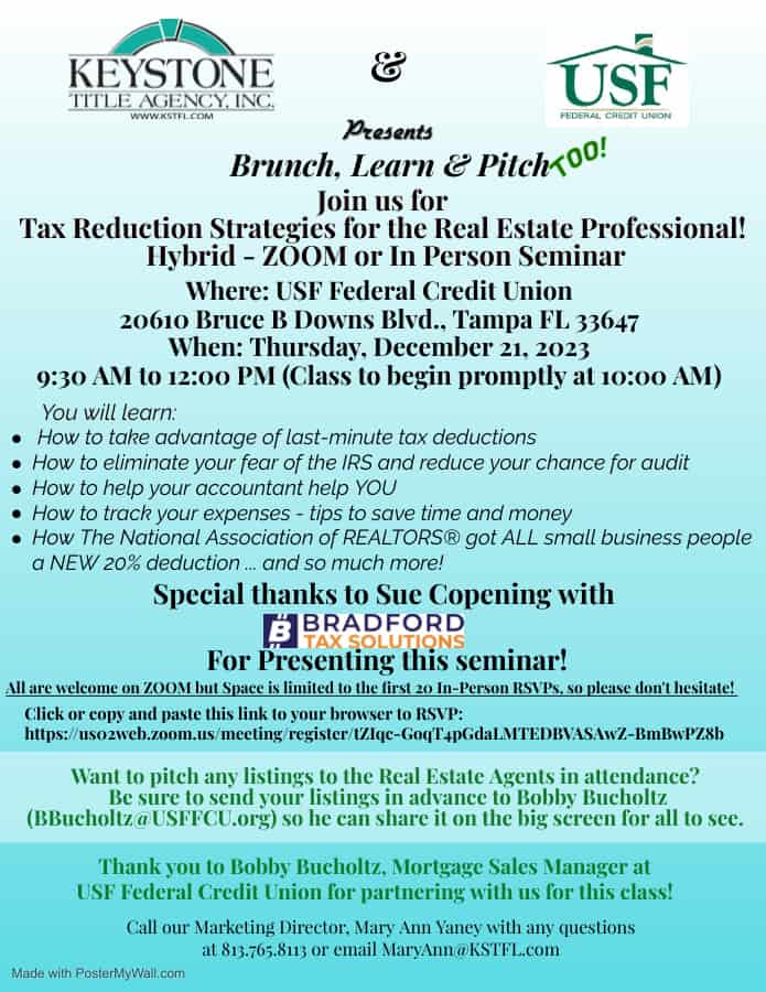 Bruch Learn & Pitch: Tax Reduction Strategies for the Real Estate Professional