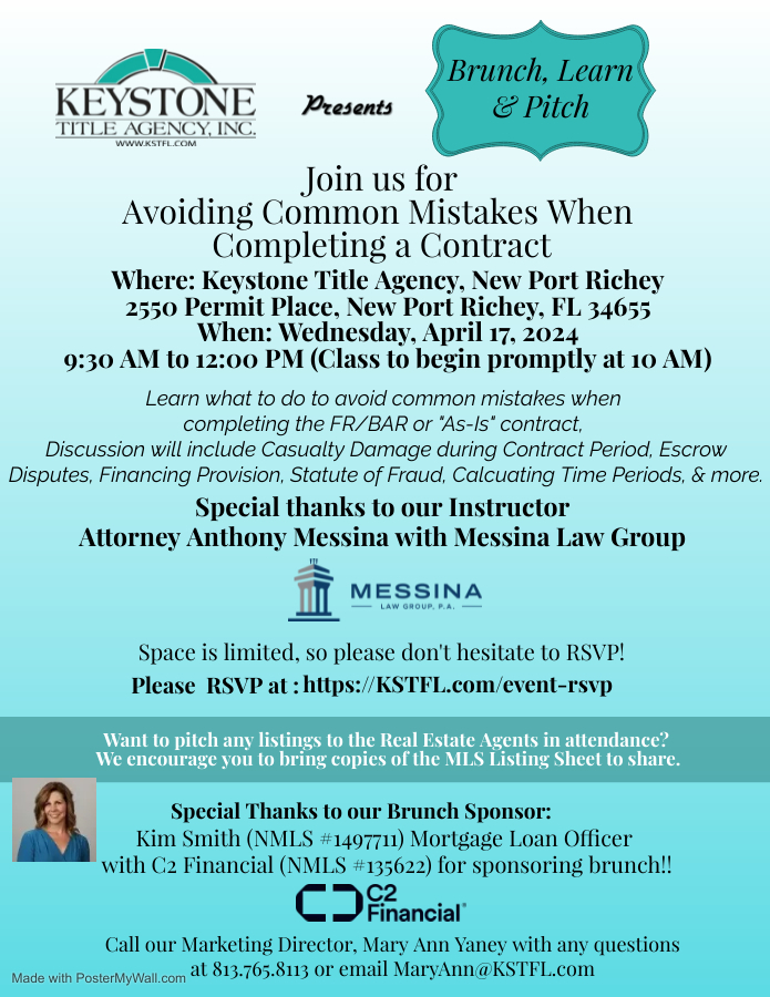 New Brunch Learn Pitch - Avoiding Common Mistakes When Comlpeting a Contract