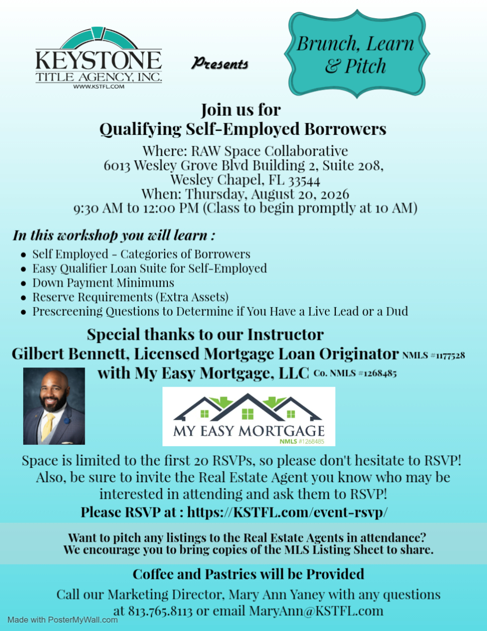 Brunch Learn & Pitch - Join us for Qualifying Self-Employed Borrowers