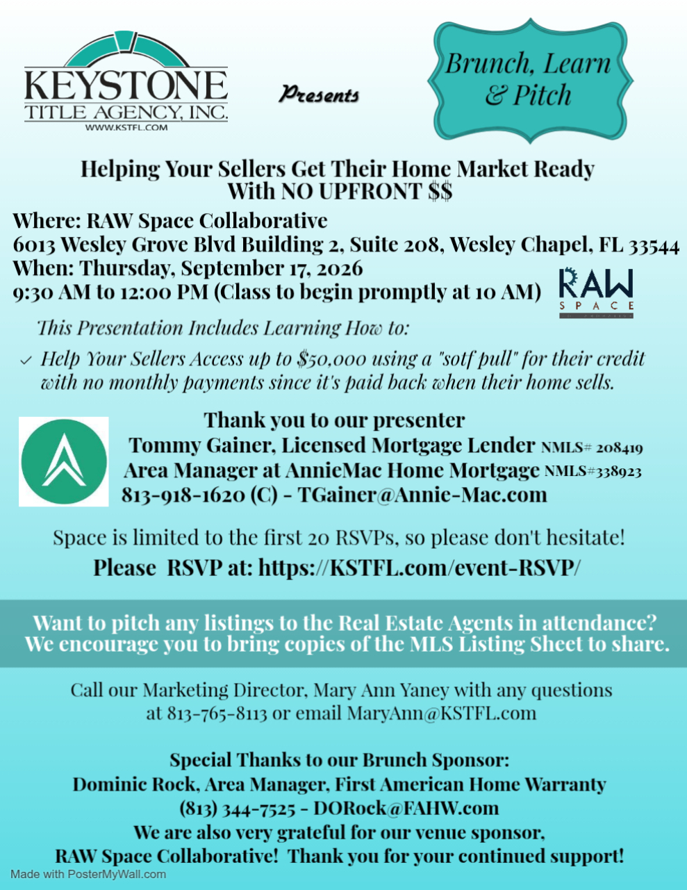 Brunch Learn & Pitch - Helping Your Sellers Get Their home Market Ready With NO UPFRONT $$
